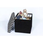 Zigger Folding Storage Ottoman- Black