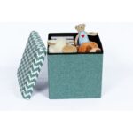 Zigger Folding Storage Ottoman- Light Green
