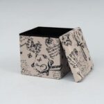 Pattern Folding Storage Ottoman- Beige