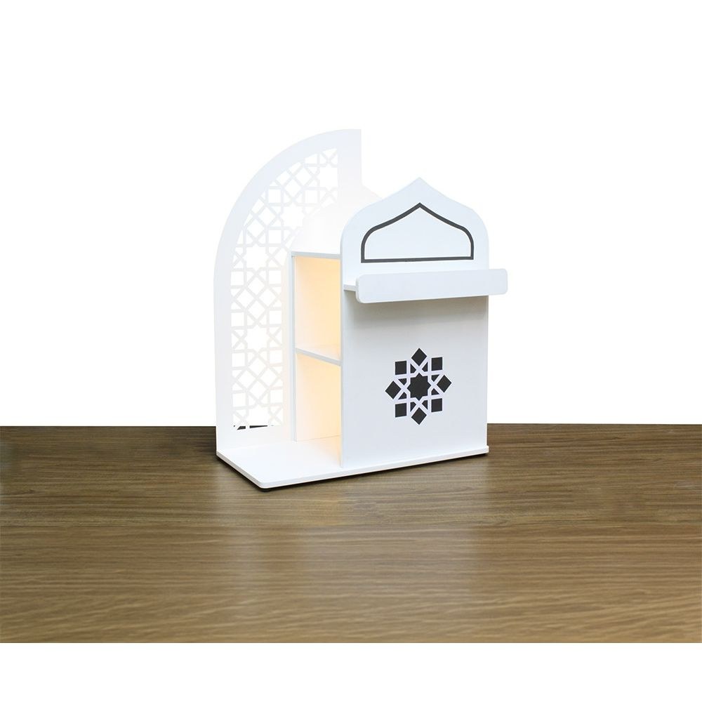 Zahwa Side Table With LED Lights -White - Image 2