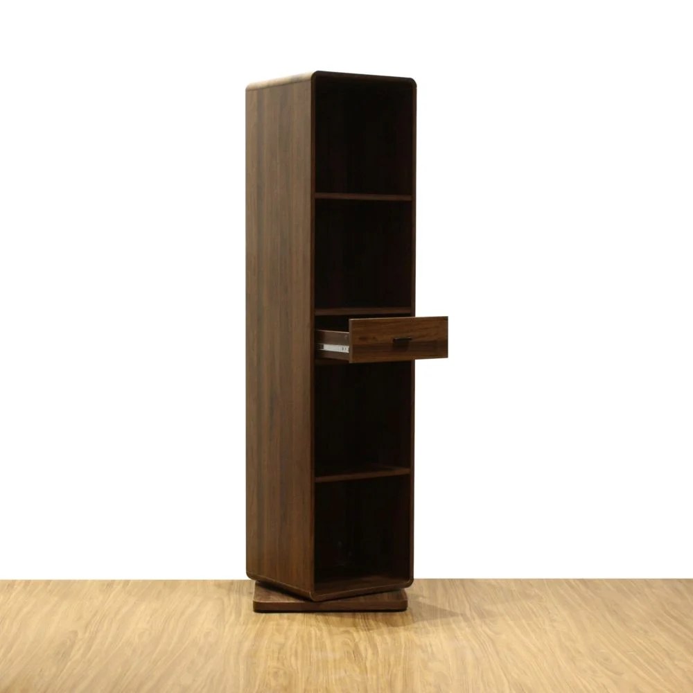 Gwen Swivel Standing Cabinet With Mirror- Brown Walnut - Image 3