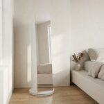 Kate Swivel Standing Cabinet With Mirror And Stool - White