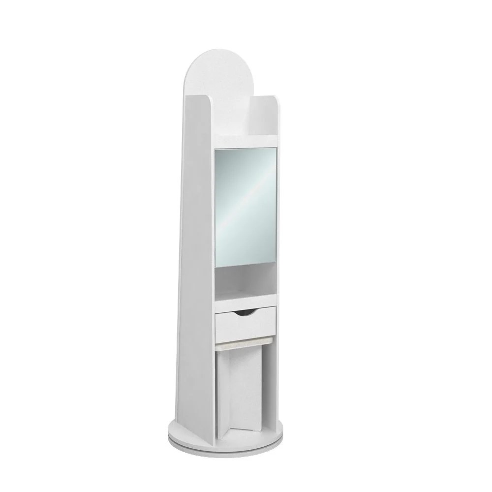 Kate Swivel Standing Cabinet With Mirror And Stool - White - Image 5