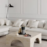 Arden Travertine Arch Hollow Base Coffee Table