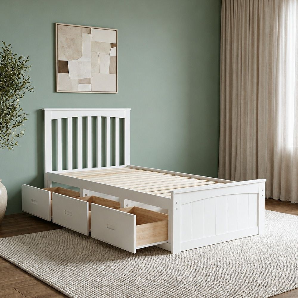 Ultron 90x190 Captain Bed with 3 Drawers-White-With 2-Year Warranty - Image 4