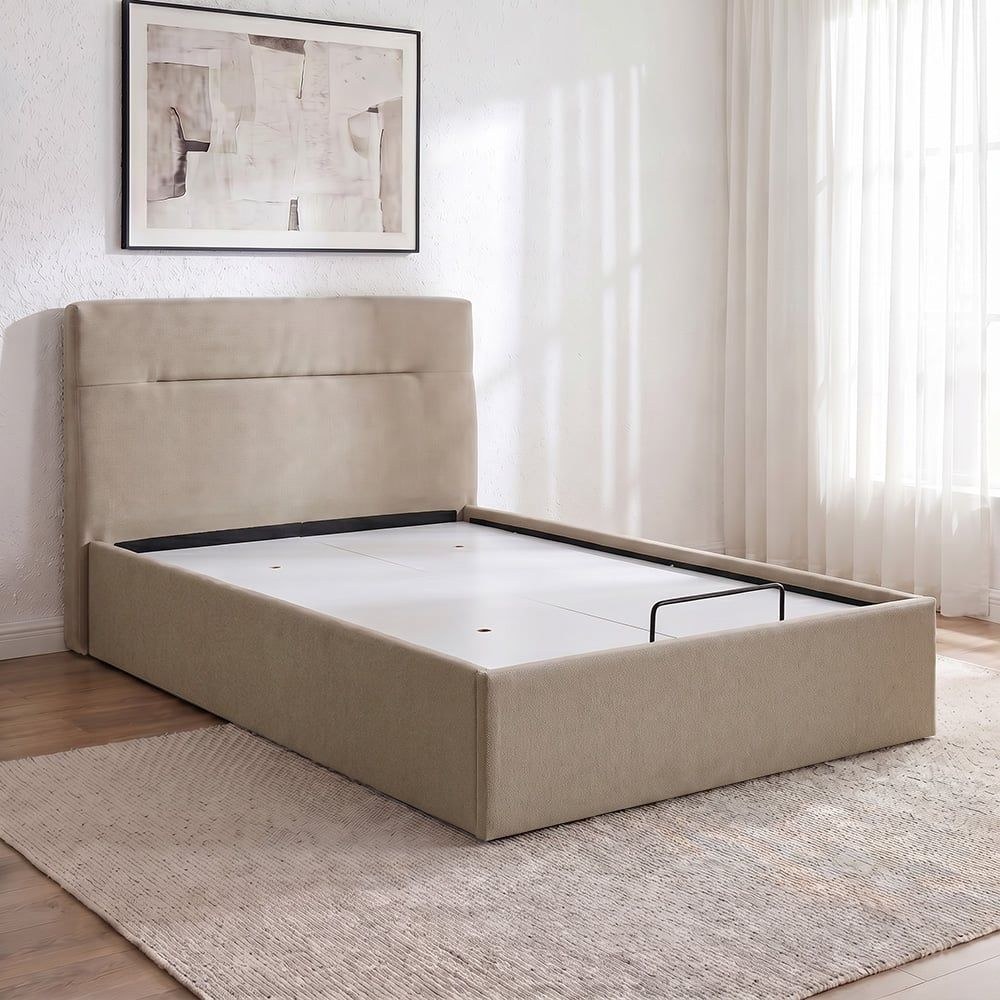 Hendrix 120x200 Young Single Bed with Hydraulic Storage-Taupe-With 2-Year Warranty - Image 3