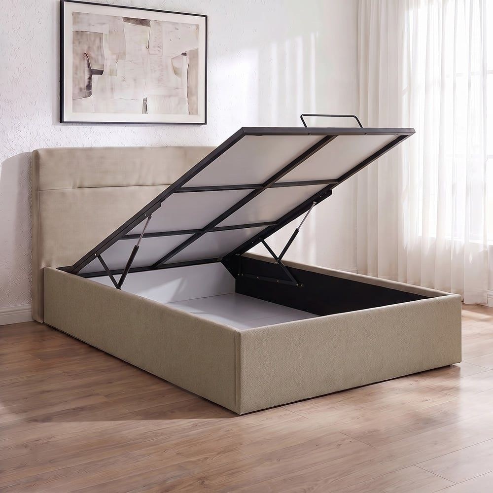 Hendrix 120x200 Young Single Bed with Hydraulic Storage-Taupe-With 2-Year Warranty - Image 4
