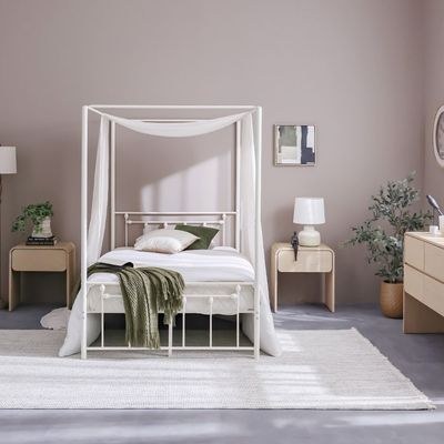 Bella Arrow 120x200 Metal Poster Bed - White - With 2-Year Warranty - Image 4