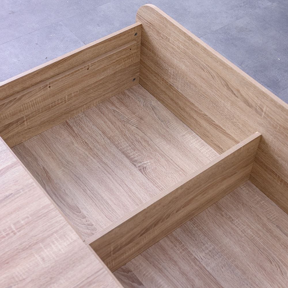 Monro 120x200 Single Bed with Underbed & Headboard Storage - Natural Oak - With 2-Year Warranty - Image 4