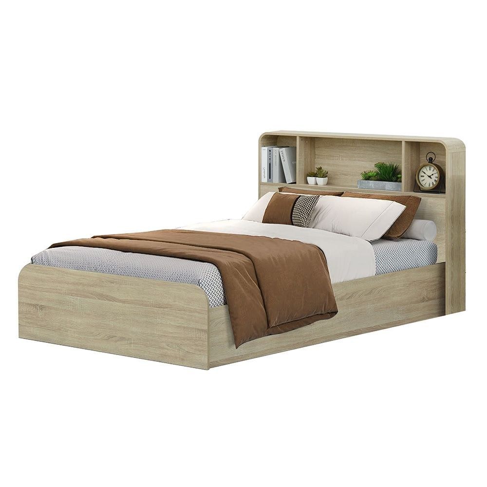 Monro 120X200 Single Bedroom Set With Underbed & Headboard Storage - Natural Oak - Image 3