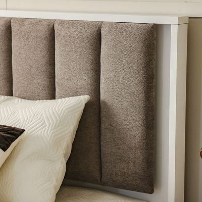 Sparkle 120X200 Bed With Upholstered Headboard & LED-HG White & Beige - Image 2