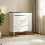 Sparkle 4-Drawer Young Dresser - High Gloss White & Dark Brown - With 2-Year Warranty