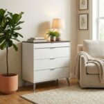 Sparkle 4-Drawer Young Dresser - High Gloss White & Dark Brown - With 2-Year Warranty