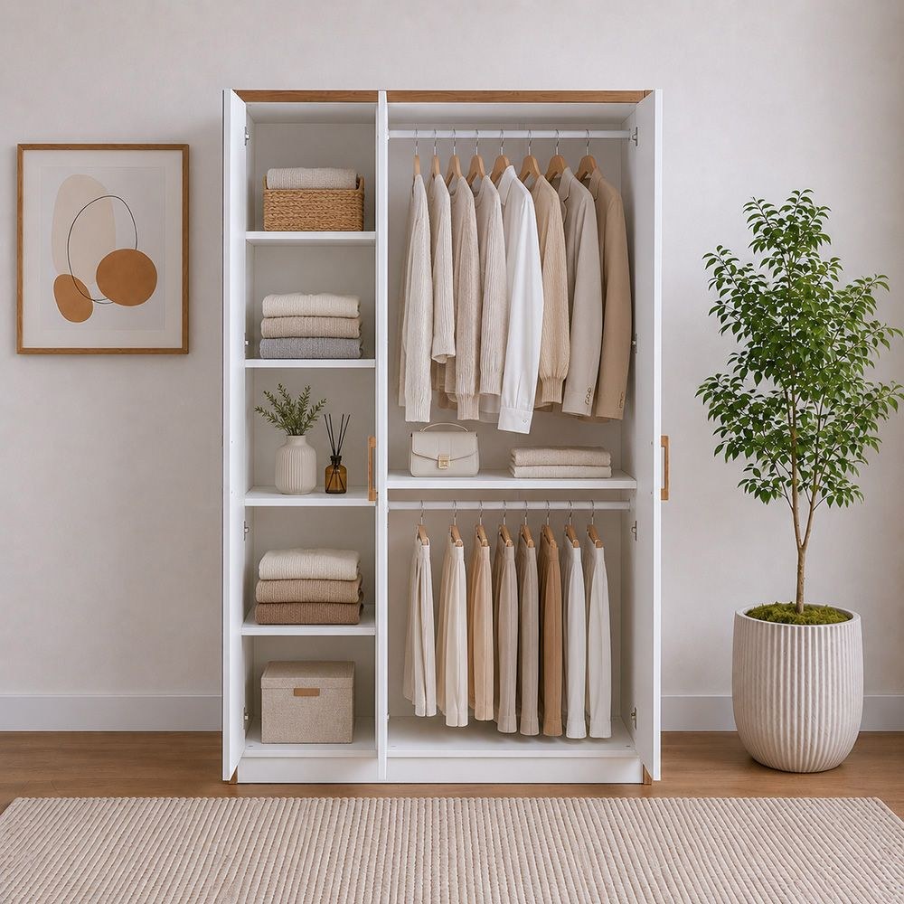Gordion 3-Door Wardrobe - Cream - With 2-Year Warranty - Image 2