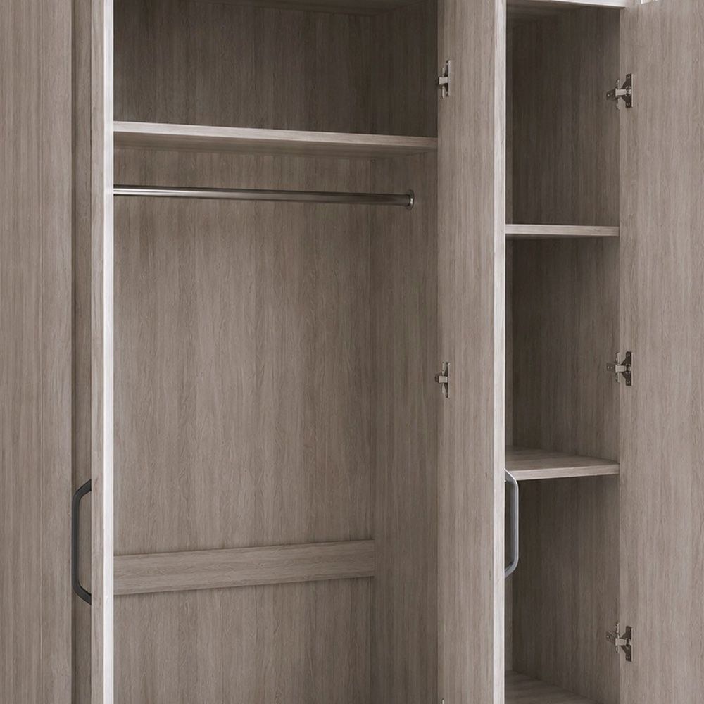 Olivos 3-Door Wardrobe with Mirror-Ash Grey/Oak - Image 4