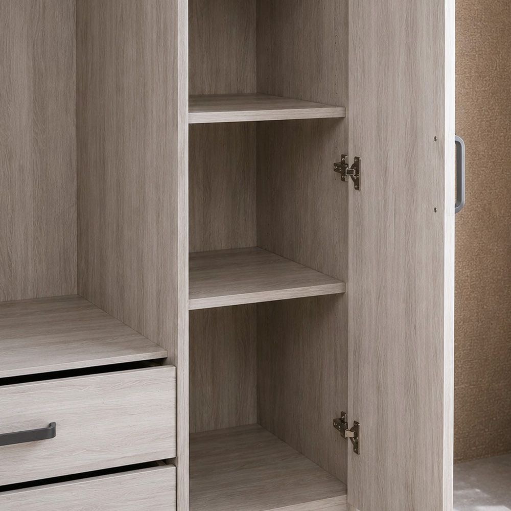 Olivos 3-Door Wardrobe with Mirror-Ash Grey/Oak - Image 5
