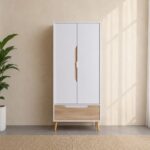 Aurora 2 Door Wardrobe With Drawer-White/Natural
