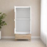 Aurora 2 Door Wardrobe With Drawer-White/Natural