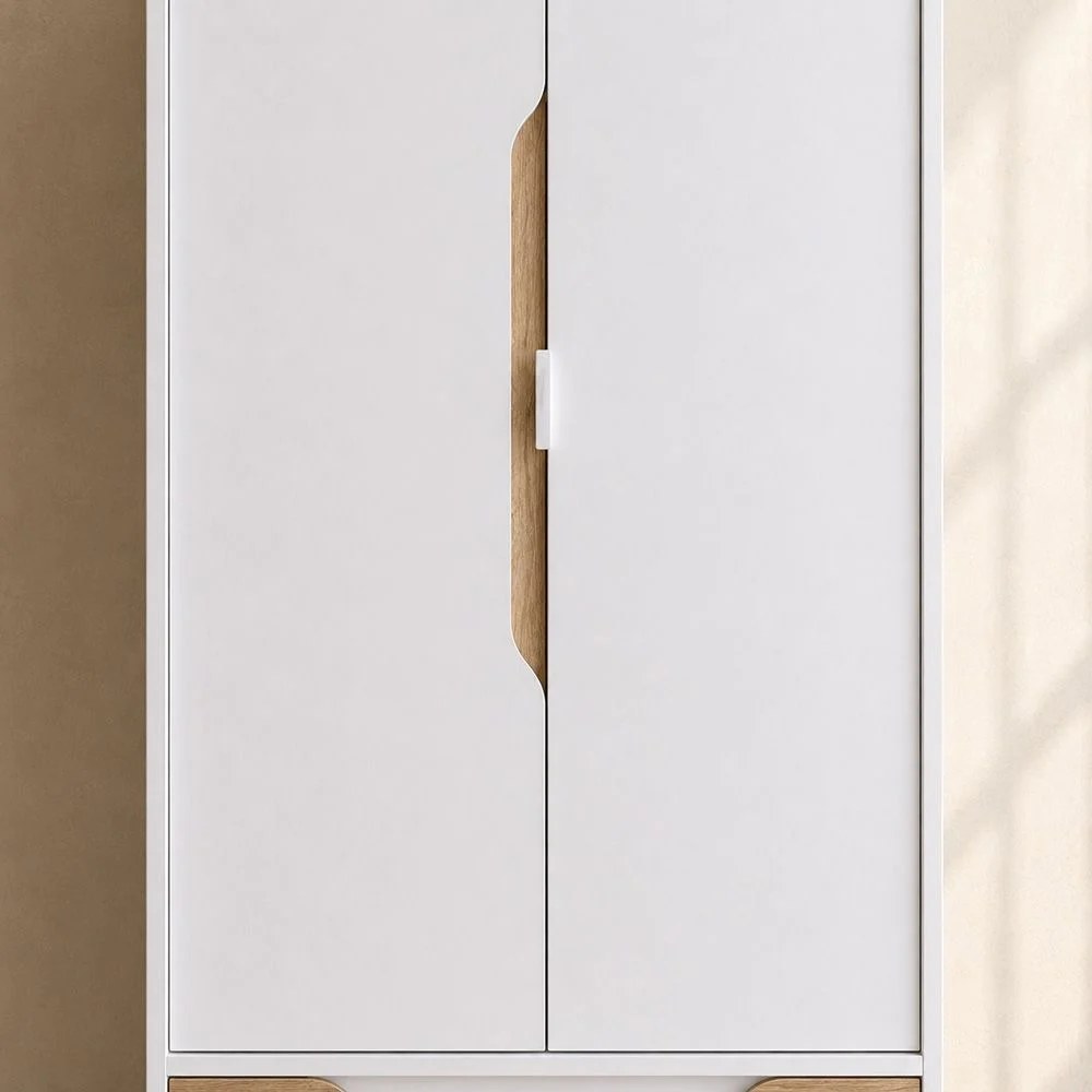 Aurora 2 Door Wardrobe With Drawer-White/Natural - Image 5