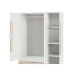 Aurora 3-Door Wardrobe with Drawer-White/Natural