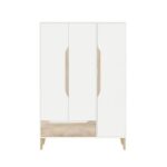 Aurora 3-Door Wardrobe with Drawer-White/Natural