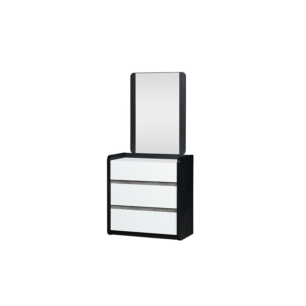 Diamond 3 Drawers Youngdresser-Black+Gloss White - Image 3
