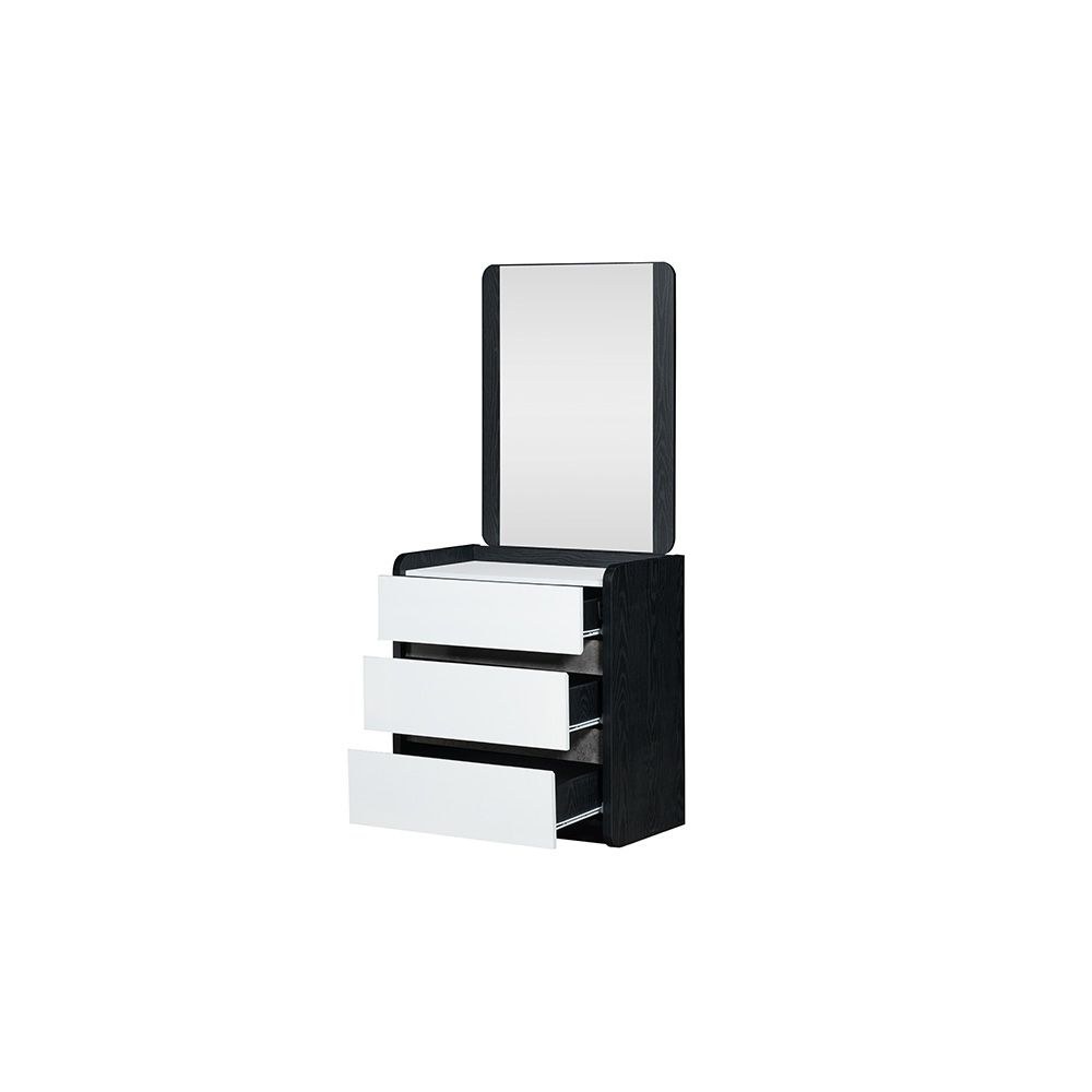 Diamond 3 Drawers Youngdresser-Black+Gloss White - Image 4