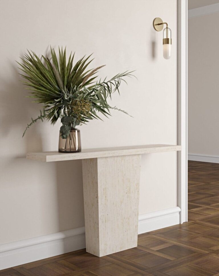 Sydney Travertine White Console Table