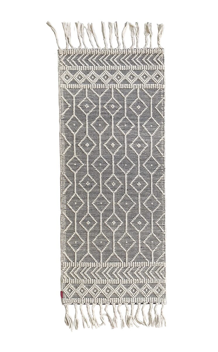 Natural White & Black Woven Runner Rug (80x200CM)