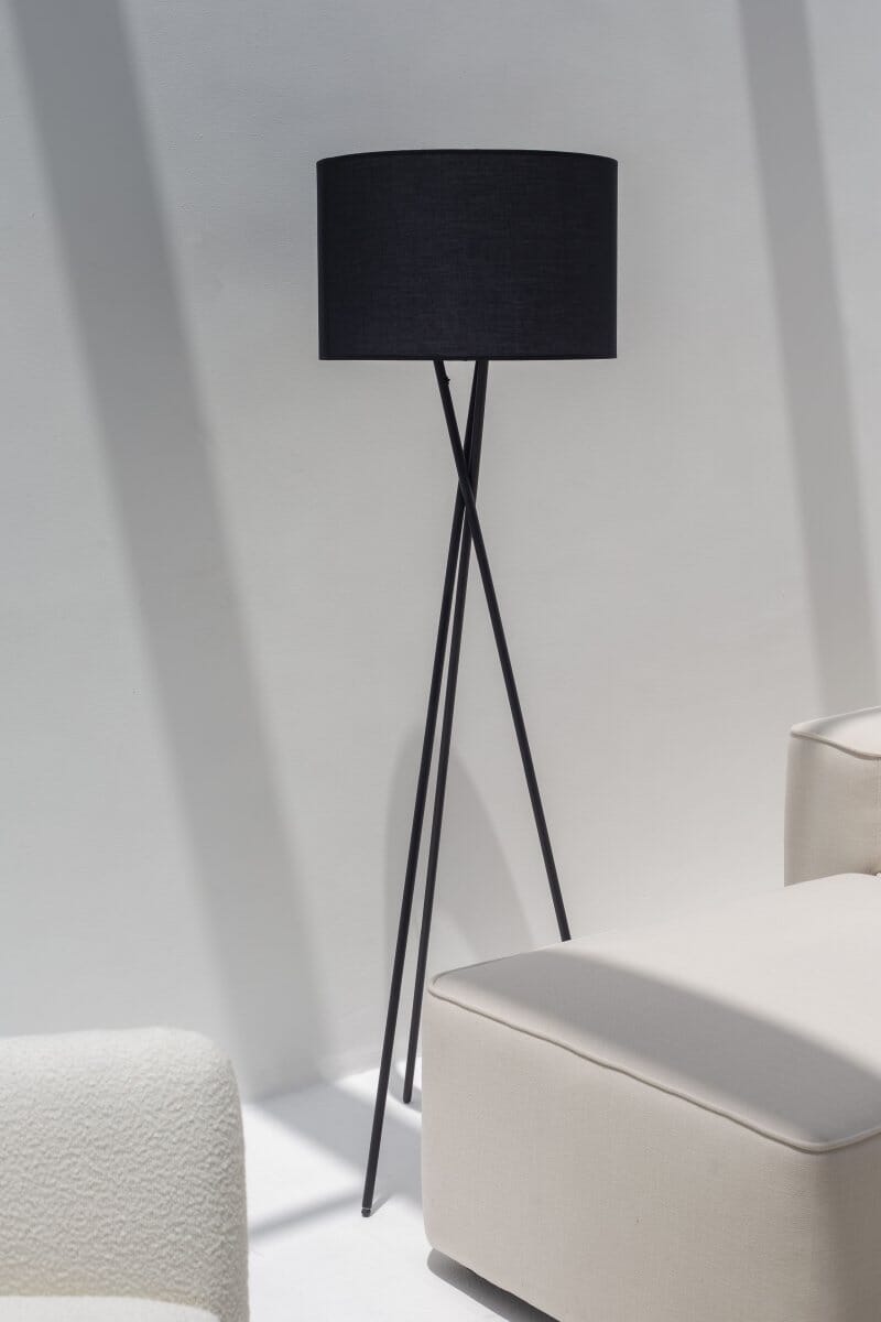 Black Mid-Century Tripod Floor Lamp - Image 4
