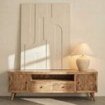 Ziyah Wooden Slat Door TV Unit