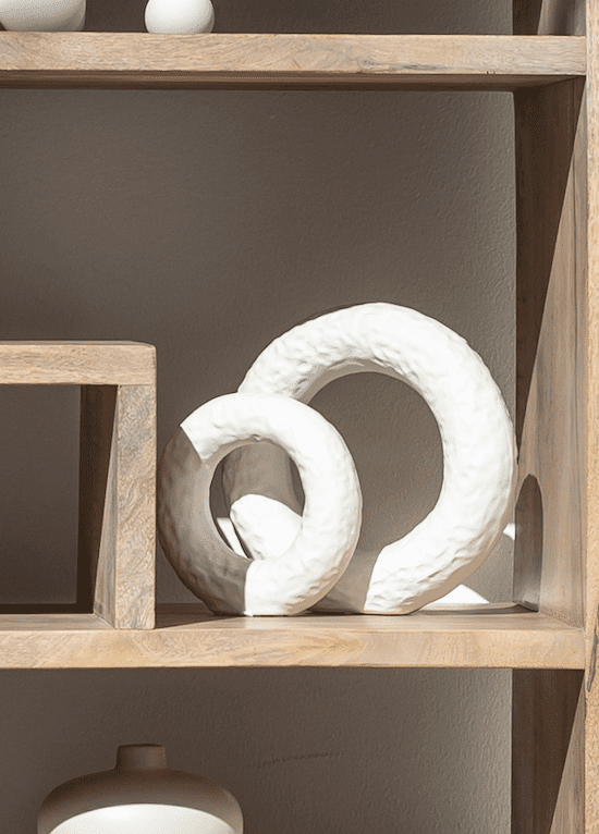 Round Donut Shape White Ceramic Vase (Set of 2) - Image 4