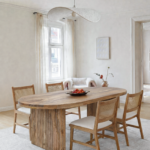 Madeline Oval Dining Table with Slat Flat Legs