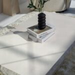 Gala Lime Stone Textured Edges White Coffee Table