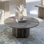 Peyton Grey Travertine Round Coffee Table