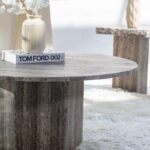 Peyton Grey Travertine Round Coffee Table