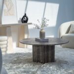 Peyton Grey Travertine Round Coffee Table