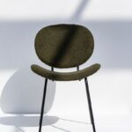 Brinley Dark Olive Boucle Dining Chair with Metal Legs