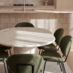 Brinley Dark Olive Boucle Dining Chair with Metal Legs