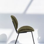 Brinley Dark Olive Boucle Dining Chair with Metal Legs
