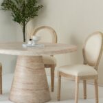 Vicky Wood Dining Chair with Off White Seating