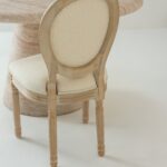 Vicky Wood Dining Chair with Off White Seating
