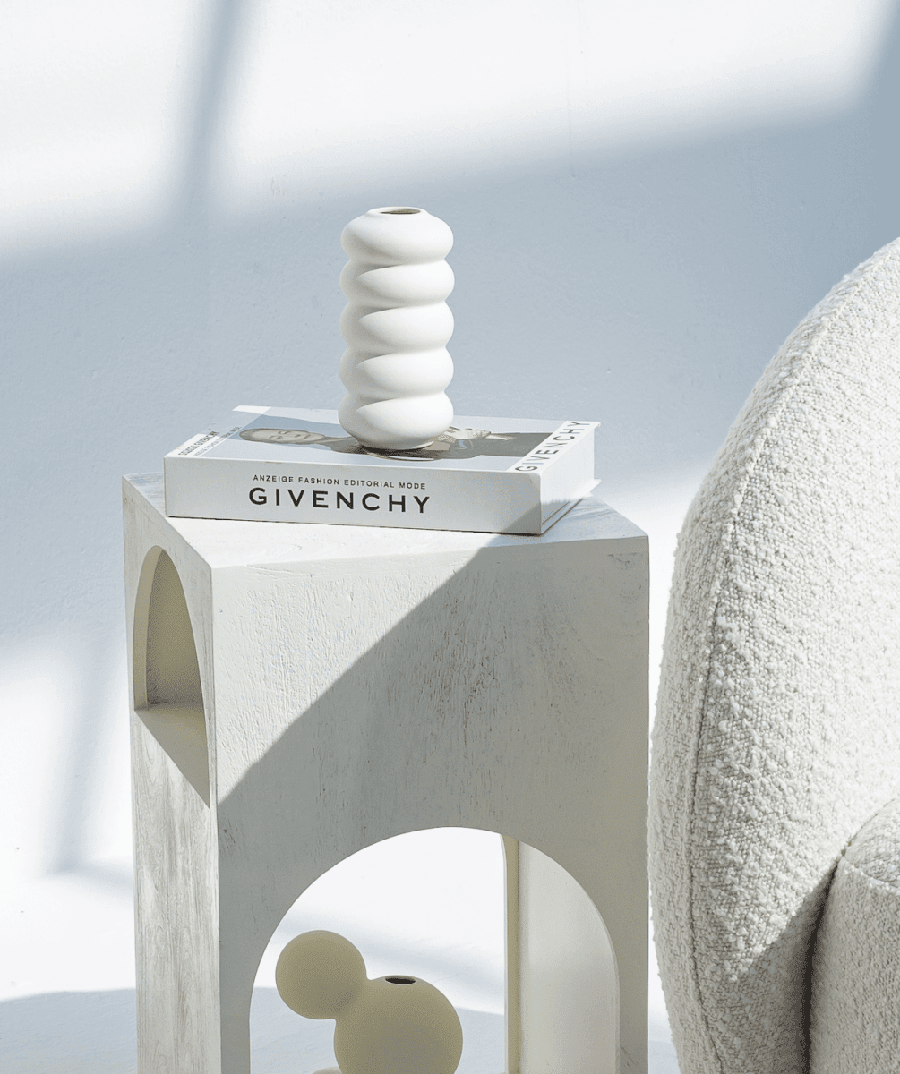 Layered Round White Ceramic Vase