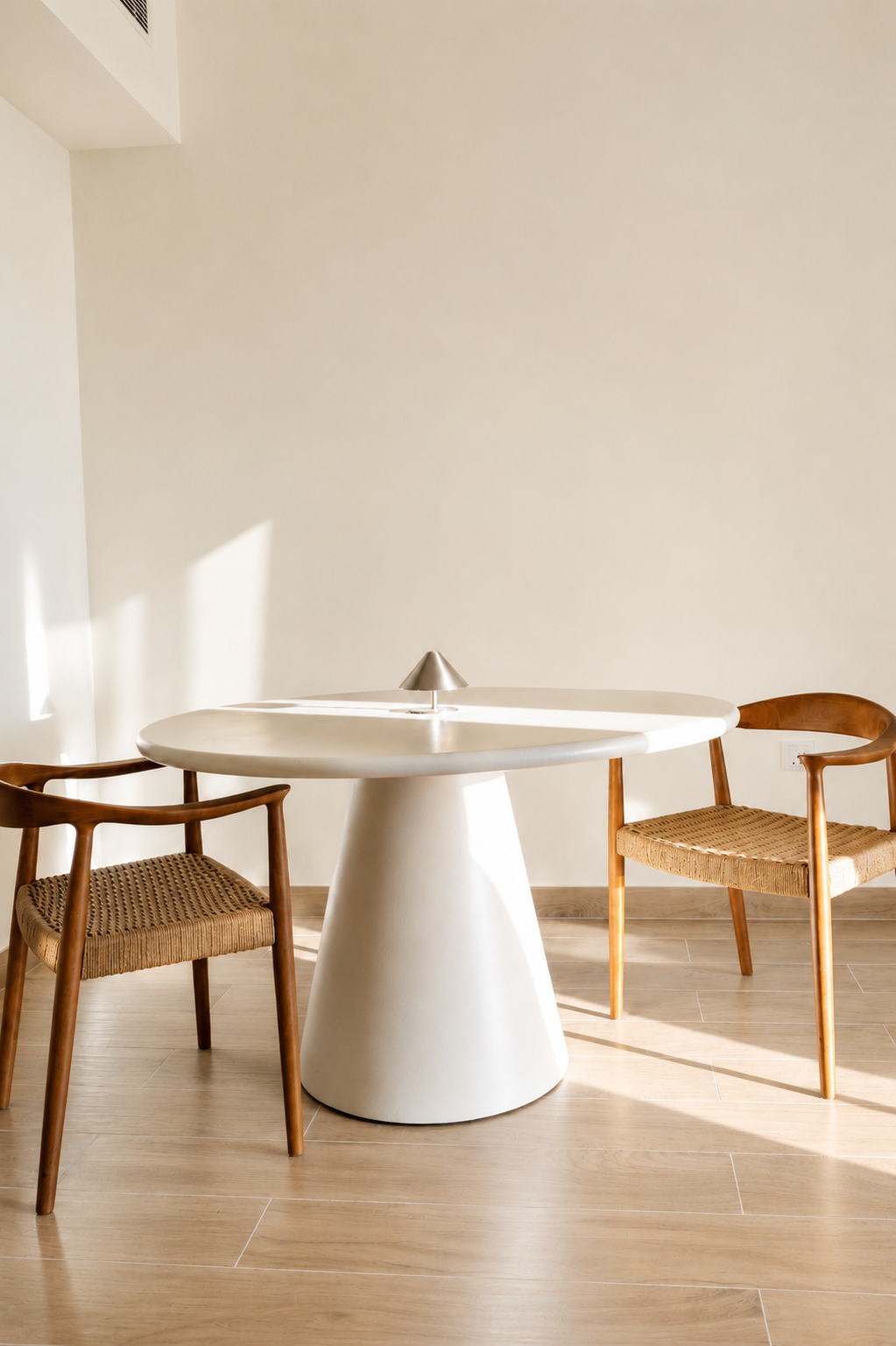 Abigail Off White Microconcrete Top Dining Table