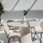 Abigail Off White Microconcrete Top Dining Table