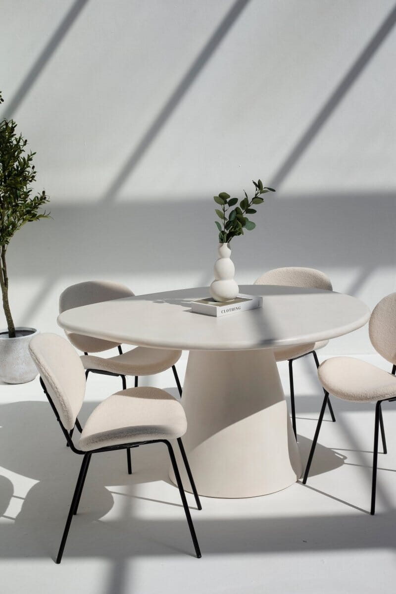 Abigail Off White Microconcrete Top Dining Table - Image 4