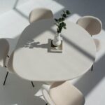 Abigail Off White Microconcrete Top Dining Table