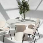 Abigail Off White Microconcrete Top Dining Table