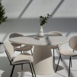 Abigail Off White Microconcrete Top Dining Table