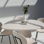 Abigail Off White Microconcrete Top Dining Table